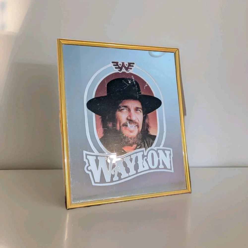 Vintage Outlaw Country Waylon Jennings Decorative Wall Mirror Western Decor